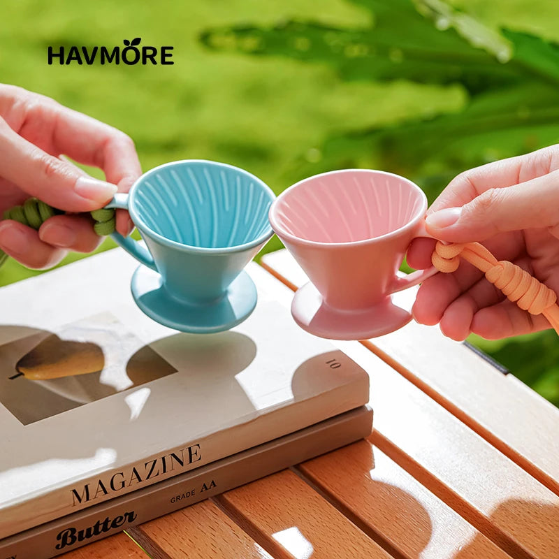 Mini Ceramic Reusable Coffee Dripper Handheld Extra Wide Pour Over Brewing Filters