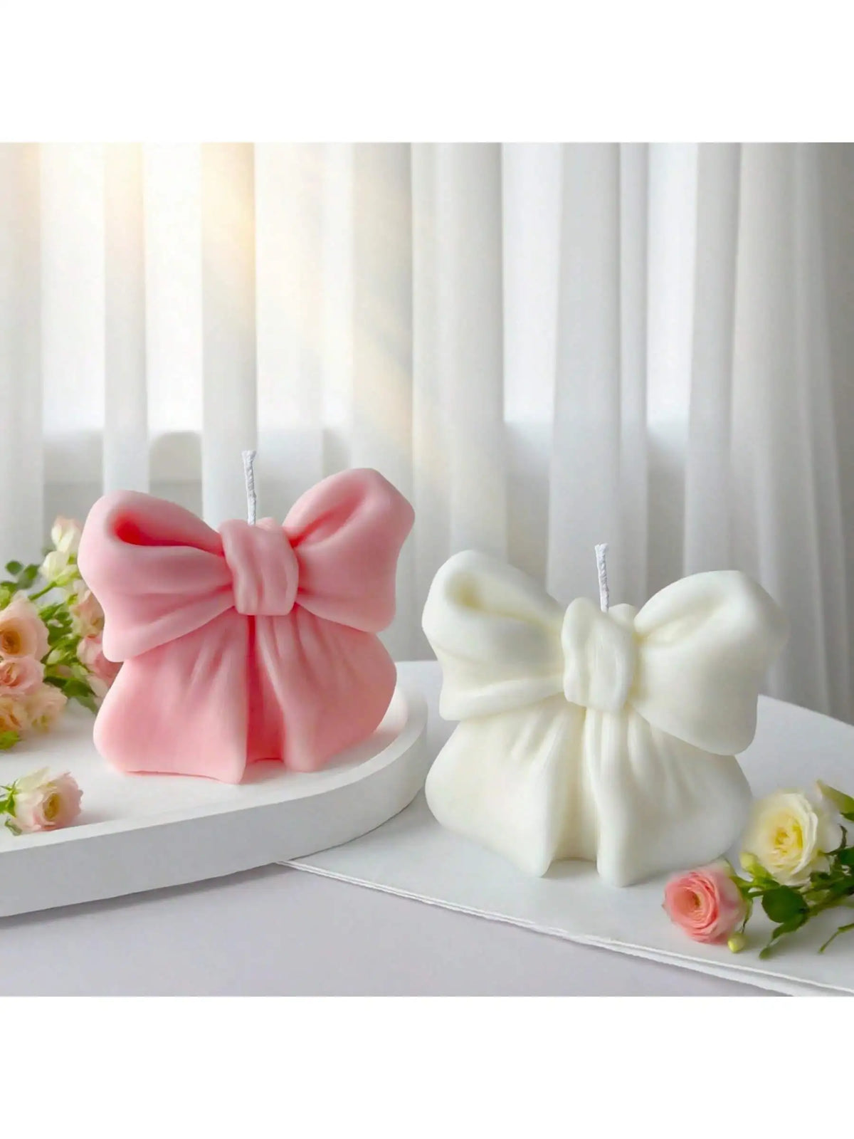 1pc Bow scented Candle, 3D Bow Design Long-Lasting Fragrance, Suitable For Home Decoration, Perfect Valentine&