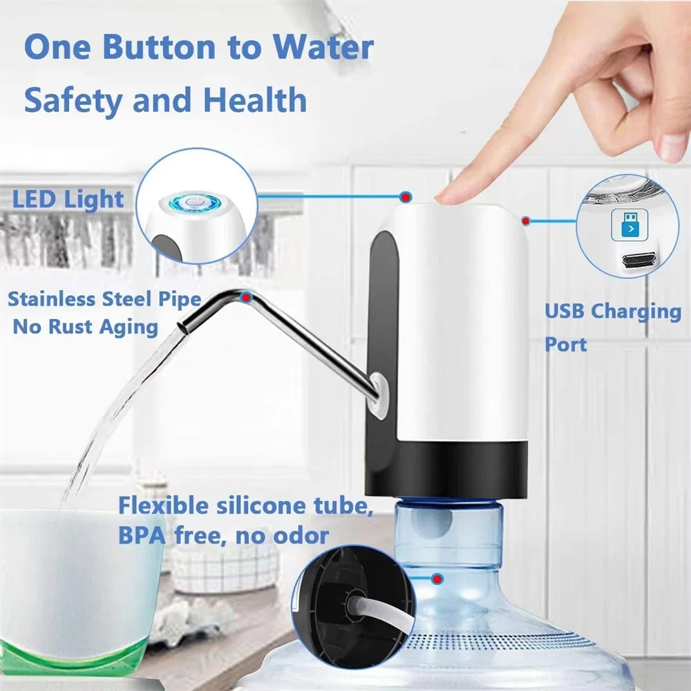 Usb Charge Portable Water Dispenser Electric Pump For 5 Gallon Bottle With Extension Hose Barreled Tools