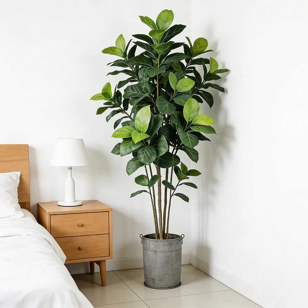 70-130cm Artificial Ficus Plants Large Fake Mulberry Tree Tropical Oak Leaf Plastic Fiddle Fig Plants For Home Garden Decor