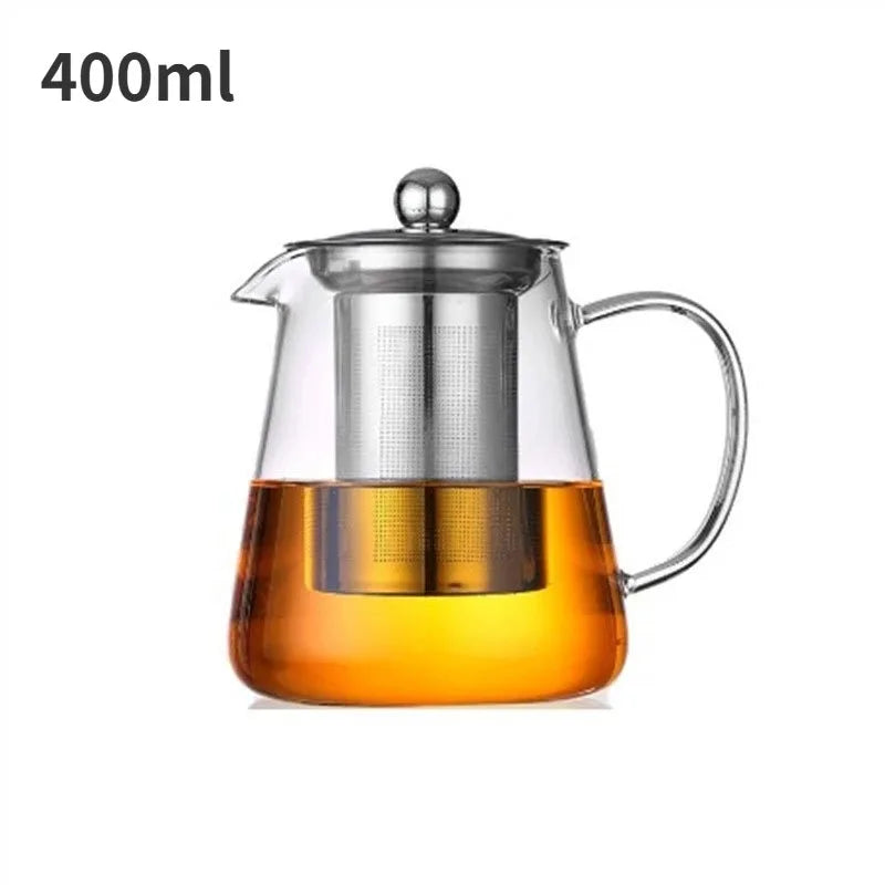 Borosilicate Heat Resistant Clear Teapot Glass Kettle with Removable Infuser, Classic Kung Fu Teaware Set for Tea Ceremony