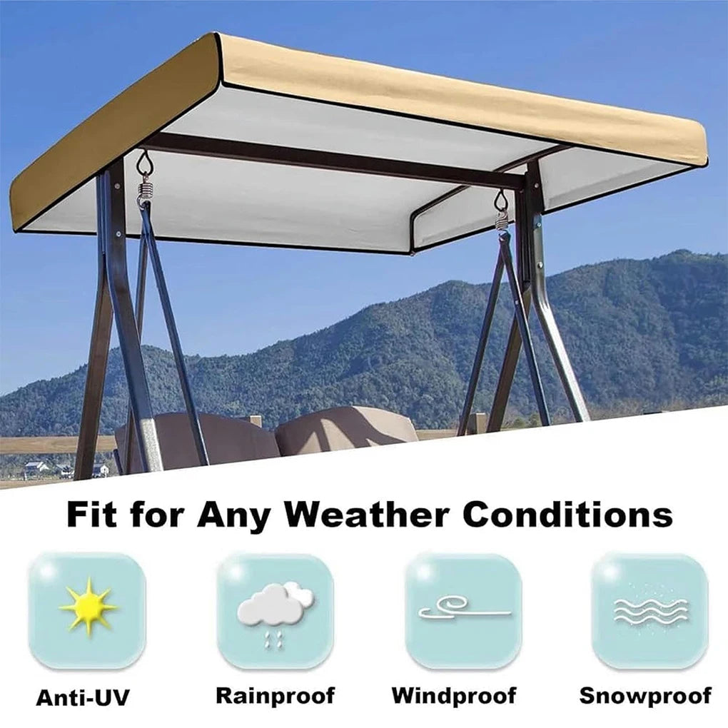 Oxford Cloth Garden Swing Canopy Replacement For 3 Seater Swing Seats Outdoor Patio 191x120x20CM