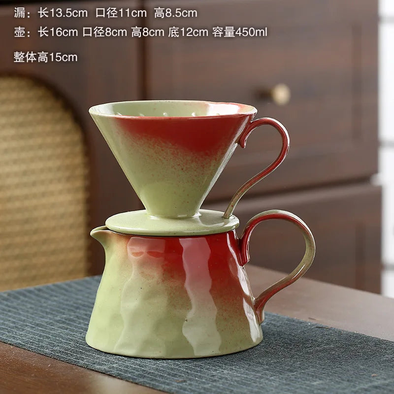 2026 Classic Ceramic Pour Over Coffee Set Large Coffee Server Cone Shaped Dripper Filter Home Hand Brew Coffee Tool Kit
