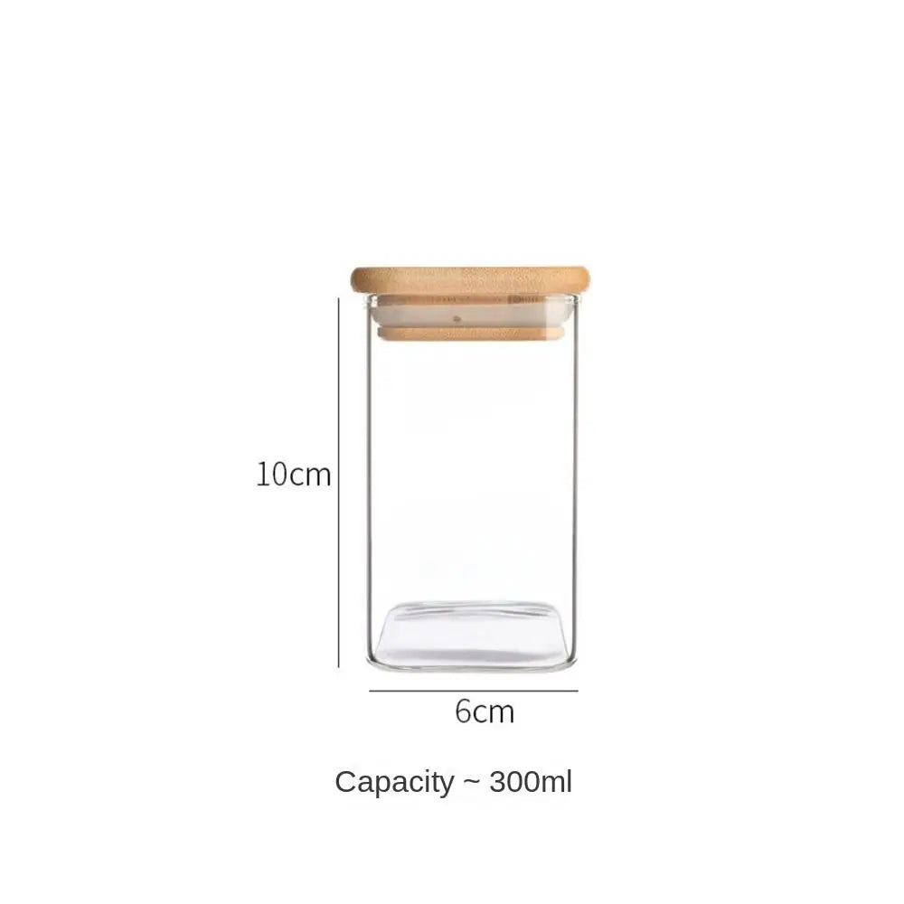 150/210/300/370/450ml High Borosilicate Glass Sealed Can Transparent Storage Supplies Glass Jar with Bamboo Lid Moisture Proof