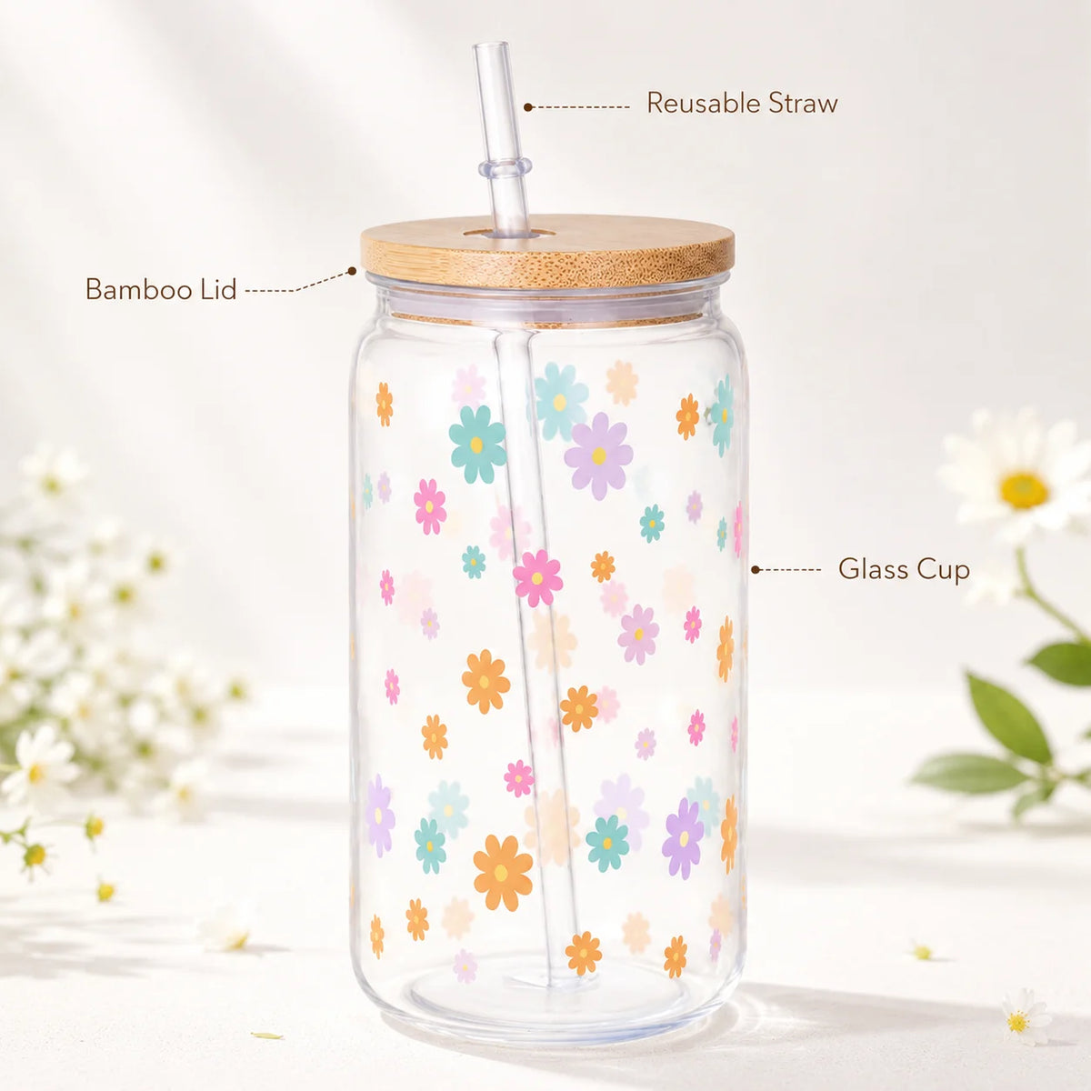 Aesthetic Flower Drinking Tumbler for Women