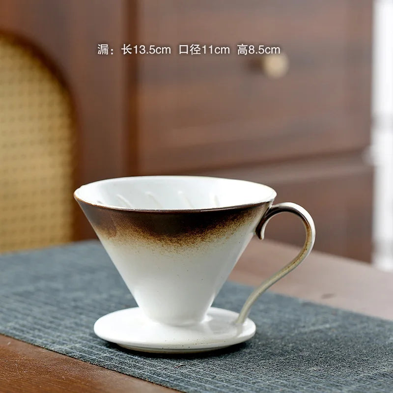 2026 Classic Ceramic Pour Over Coffee Set Large Coffee Server Cone Shaped Dripper Filter Home Hand Brew Coffee Tool Kit