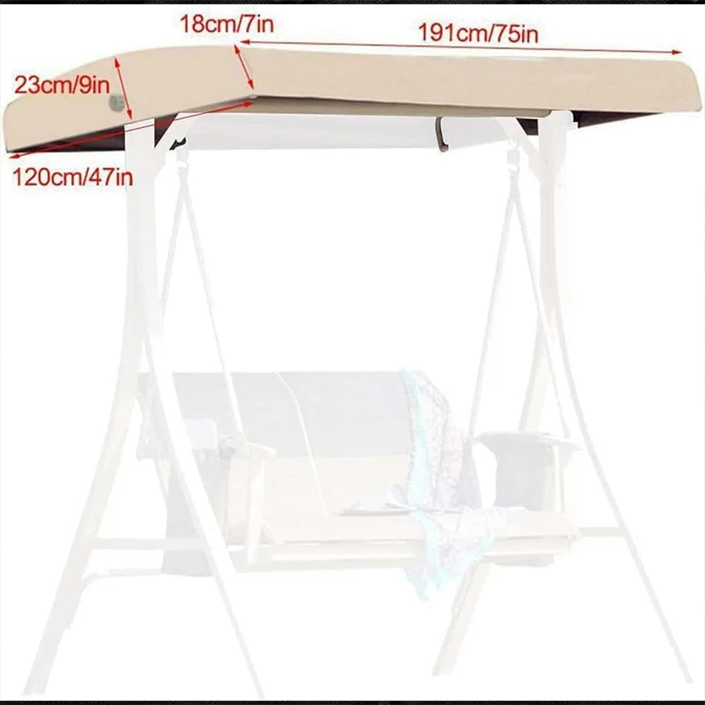 Oxford Cloth Garden Swing Canopy Replacement For 3 Seater Swing Seats Outdoor Patio 191x120x20CM