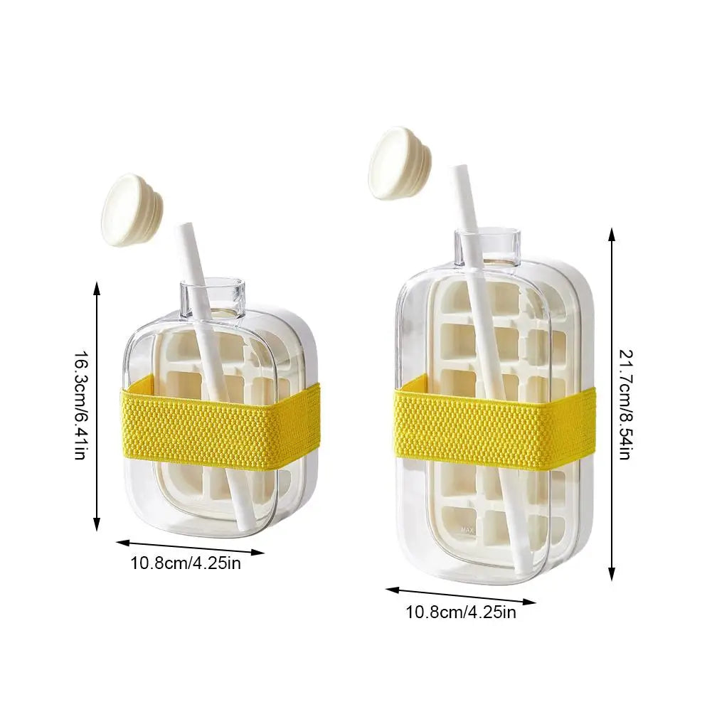 Summer Ice Cube Tray With Straw 2 in1 Ice Tray And Water Bottle For Ice Maker Silicone Ice Cube Portable Kettle Reusable Icecup