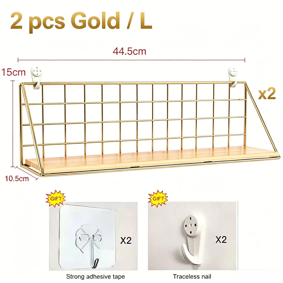 Wooden Floating Wall Shelf No Drilling Storage Basket Rack Space Saving Organizer Display Shelf for Bedroom Living Room Decor