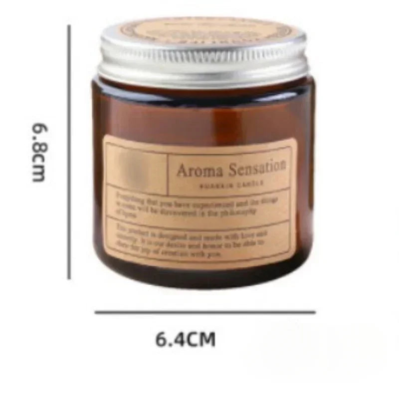 1pc Brown Glass Cup Aromatherapy Candle Smokeless Scented Candle Suitable for Home Decoration Birthday Valentine&
