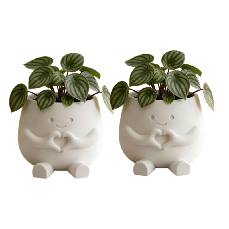 2pcs Unique Sitting Chair Face Flower Vase Cute Resin Head Planter Durable Succulent Pots Home Yard Desktop Garden Decoration