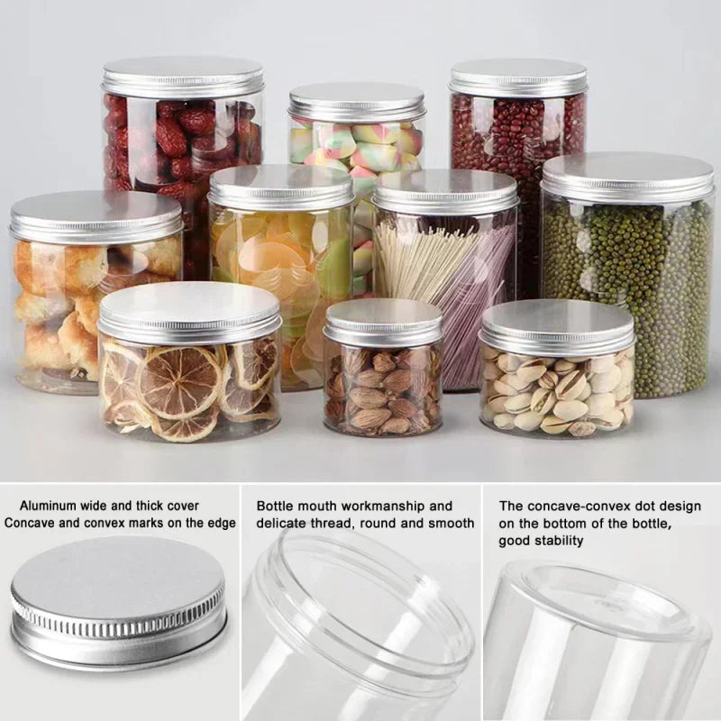 1/5/10pcs 20-250ml Aluminum Lid Jar,Storage Jars With Lids Aluminum Round Canister Empty Plastic Cosmetic Food Travel Bottle Pot