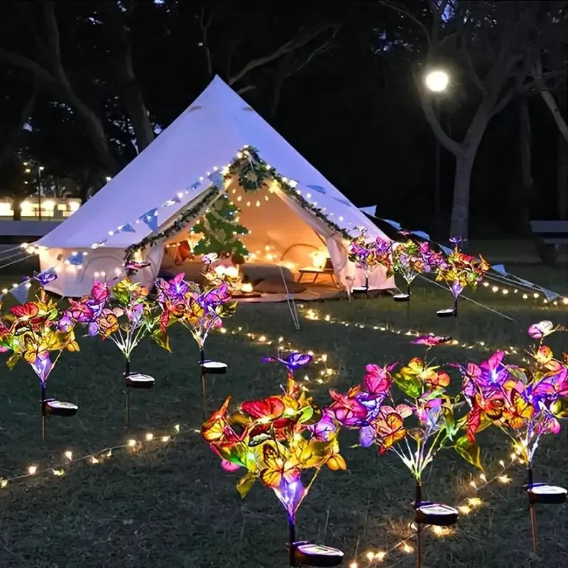 1pc 7-head Solar Artificial Orchid Flower Lawn Lights for Patio Yard Garden Wedding Christmas Decoration LED Solar Ground Lights