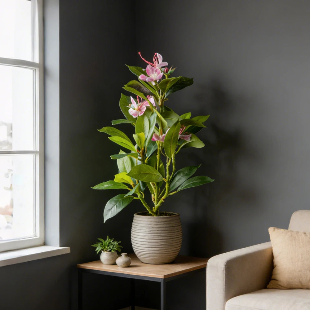 21-40cm Artificial Azalea Flowers Fake Ficus Tree Faux Magnolia Plants Branch Tropical Plastic Banyan Leaf For Home Office Decor