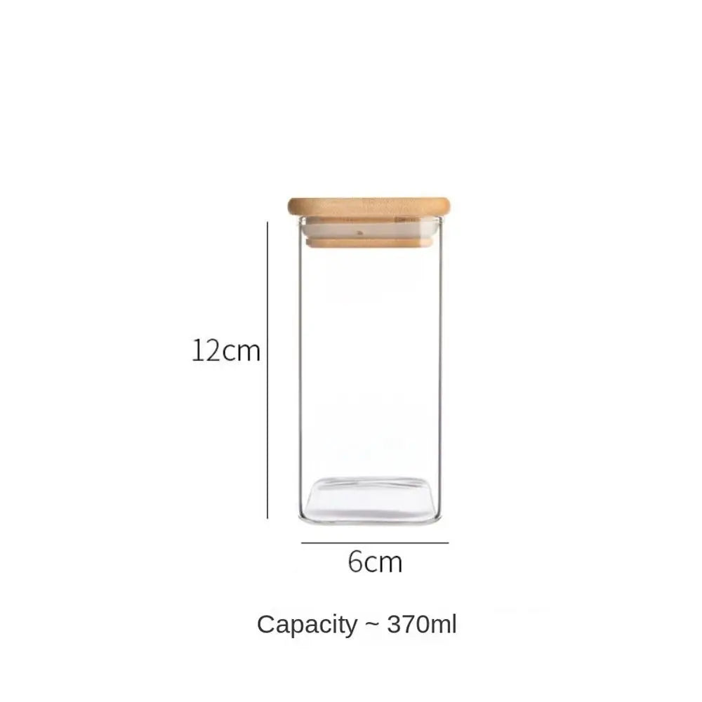 150/210/300/370/450ml High Borosilicate Glass Sealed Can Transparent Storage Supplies Glass Jar with Bamboo Lid Moisture Proof