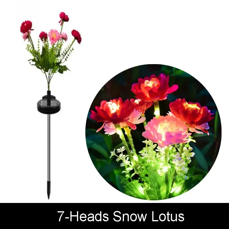 1pc 7-head Solar Artificial Orchid Flower Lawn Lights for Patio Yard Garden Wedding Christmas Decoration LED Solar Ground Lights