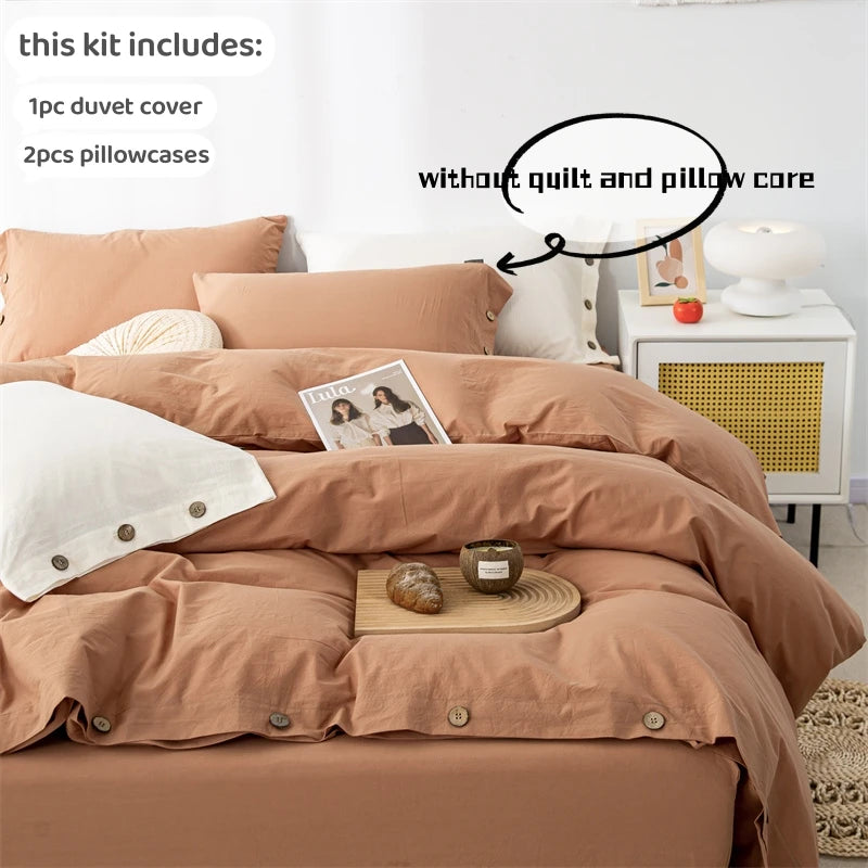 3pcs 100% cotton bedding set Double Duvet Cover Set 220x240 Solid Twist Cotton King Size Bedding Set Quilt Cover Set