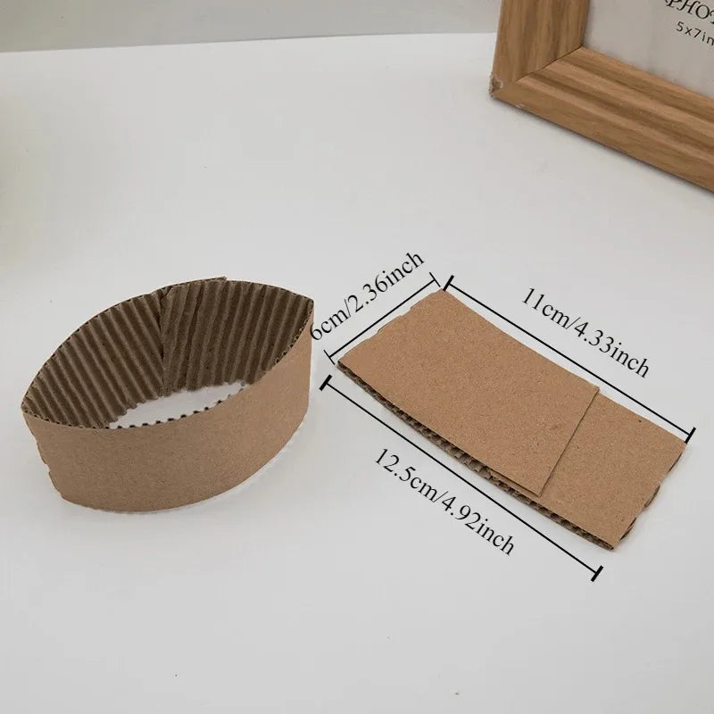50PCS Disposable Cup Covers Kraft Paper Cup Covers Thermal Insulation Pads Hot Cold Drinks Home Party Restaurants Coffee Shops