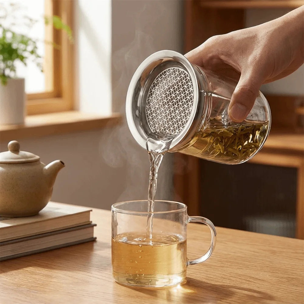 High Temperature Resistant Stainless Steel Tea Infuser Sturdy with Silicone Dust Cover Tea Strainer Fine Mesh Food Strainer