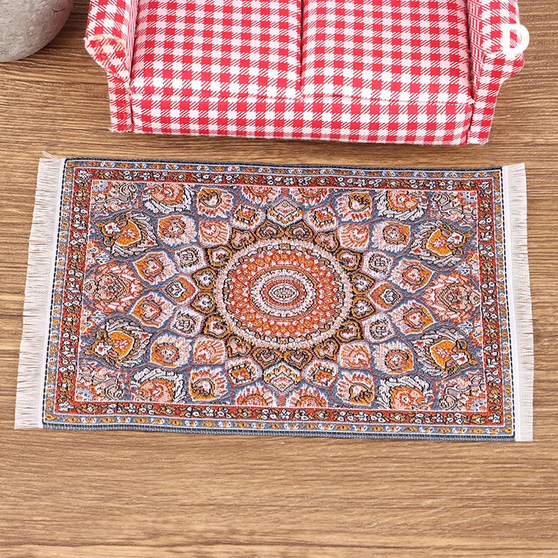 1Pc Turkish Style Toy Gift Dollhouse Miniature Floor Rug Cover Carpet Round Square Floor Mat DIY Model Bedroom Living Room Decor