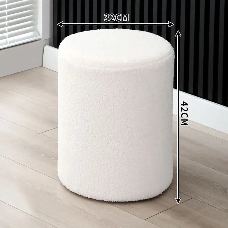 Luxury Cream Bedroom Dressing Stool Shoes Stool Creative Stools Round Stools Leather Manicure Ottomans Living Room Furniture