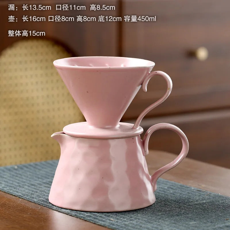 2026 Classic Ceramic Pour Over Coffee Set Large Coffee Server Cone Shaped Dripper Filter Home Hand Brew Coffee Tool Kit