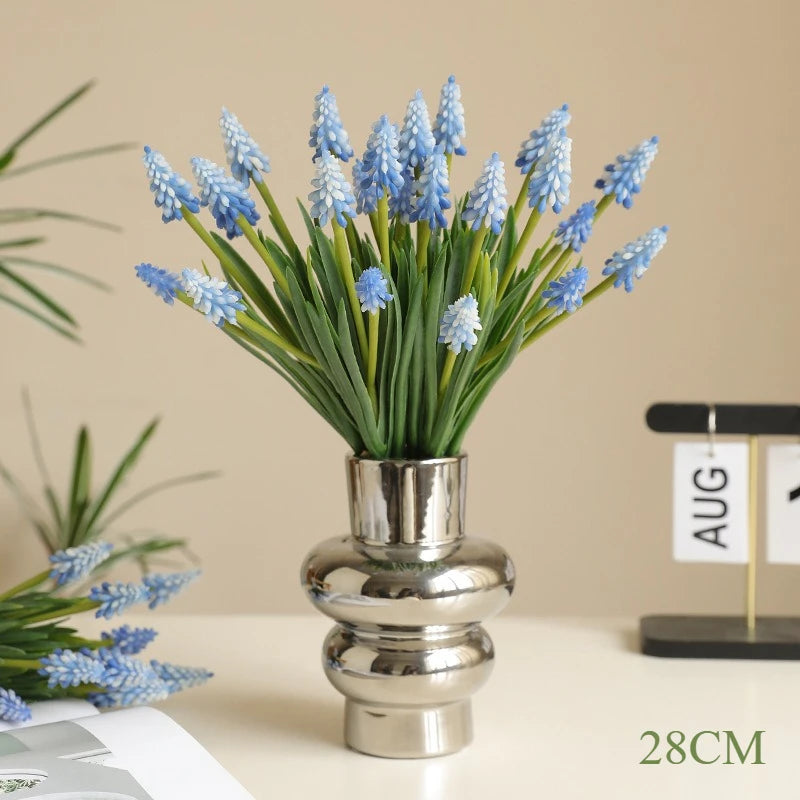28CM Artificial Grape Hyacinth Bouquet – 5PCS Fake Flowers for Wedding & Home Décor