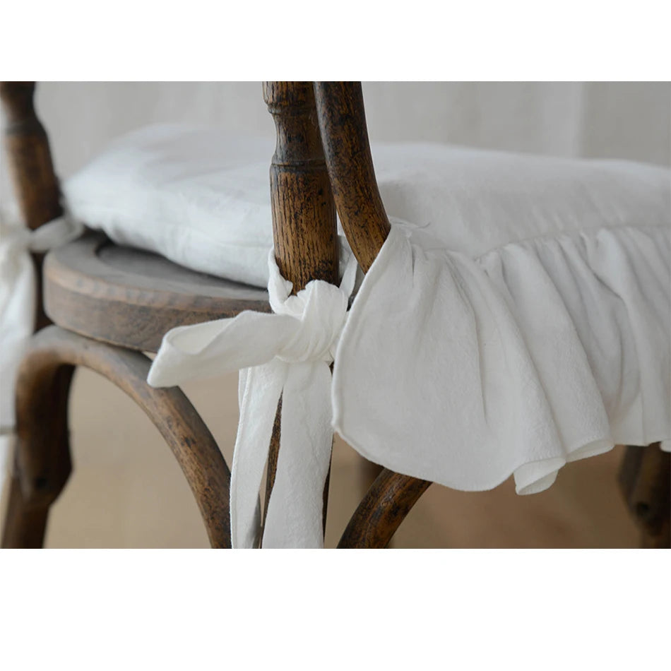Ruffles Chair Cushion Cover, Flouncing Dining Chair Pad Decor, Customizable Princess Frill Cotton Housse De Coussin 40x40
