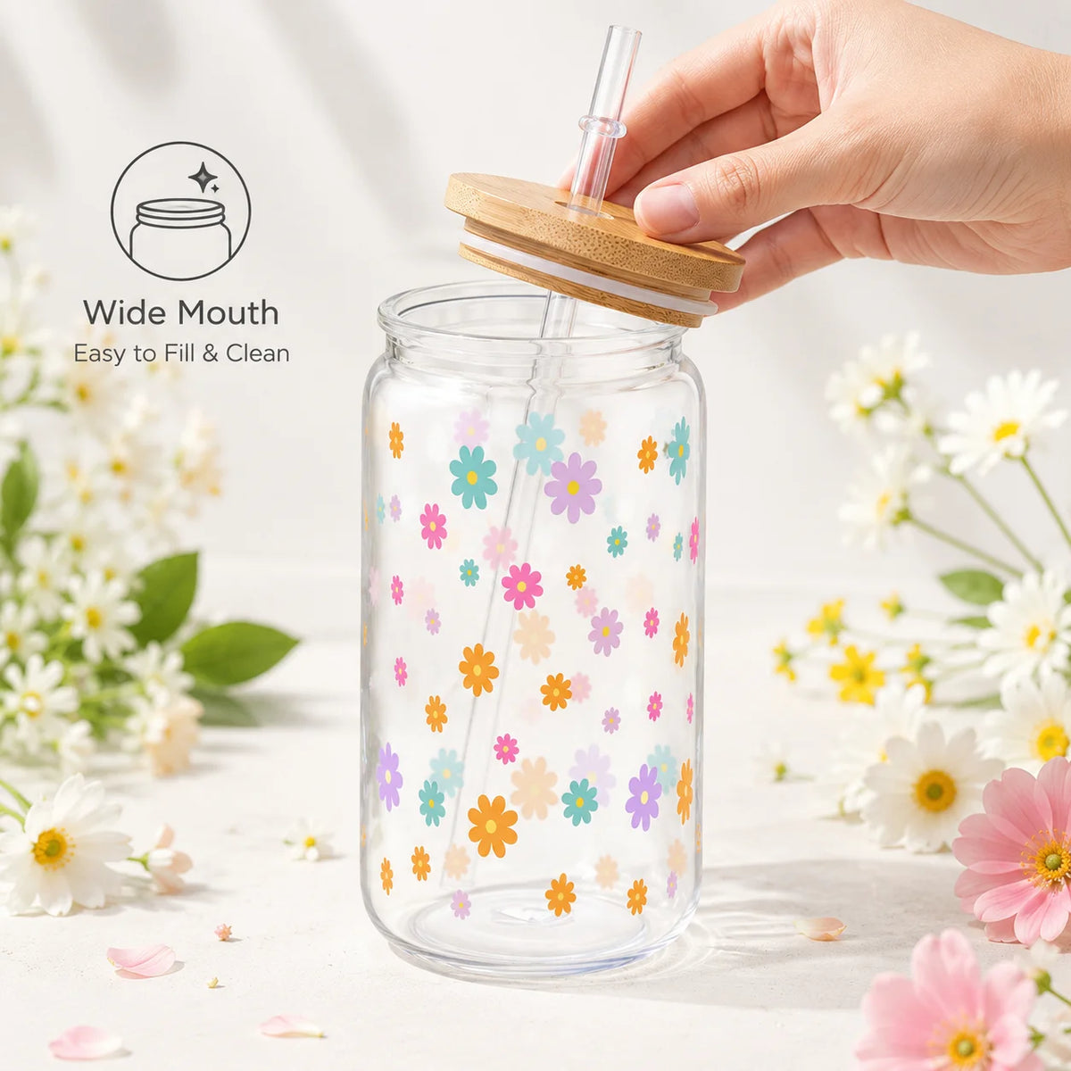 Aesthetic Flower Drinking Tumbler for Women
