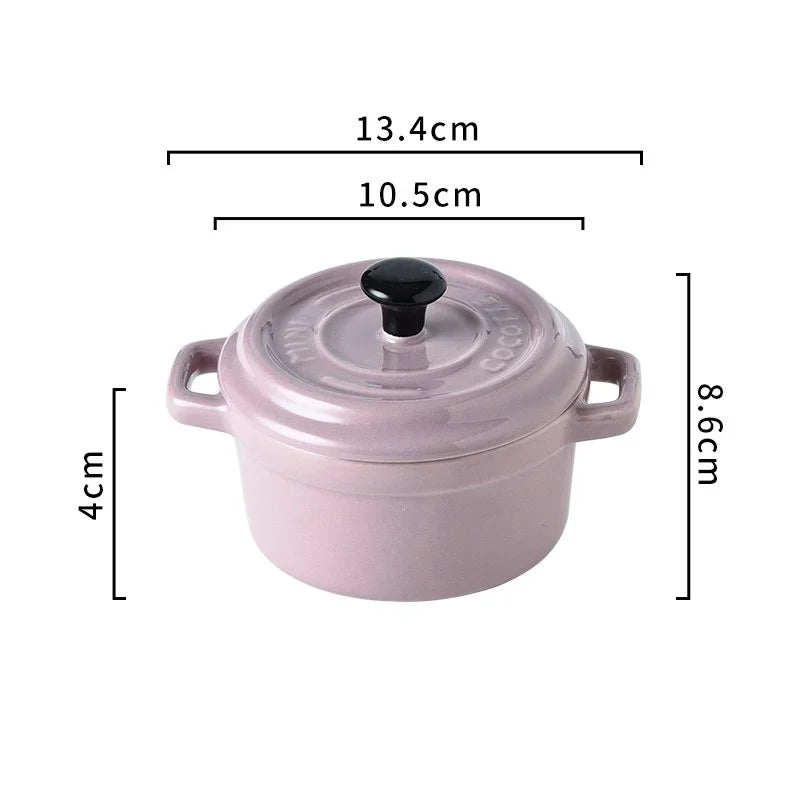 200ML Ceramic Breakfast Bowl Ramekins with Lids Oven Safe Creme Brulee,Mini Casserole Souffle Cover&Handle for French Onion Soup