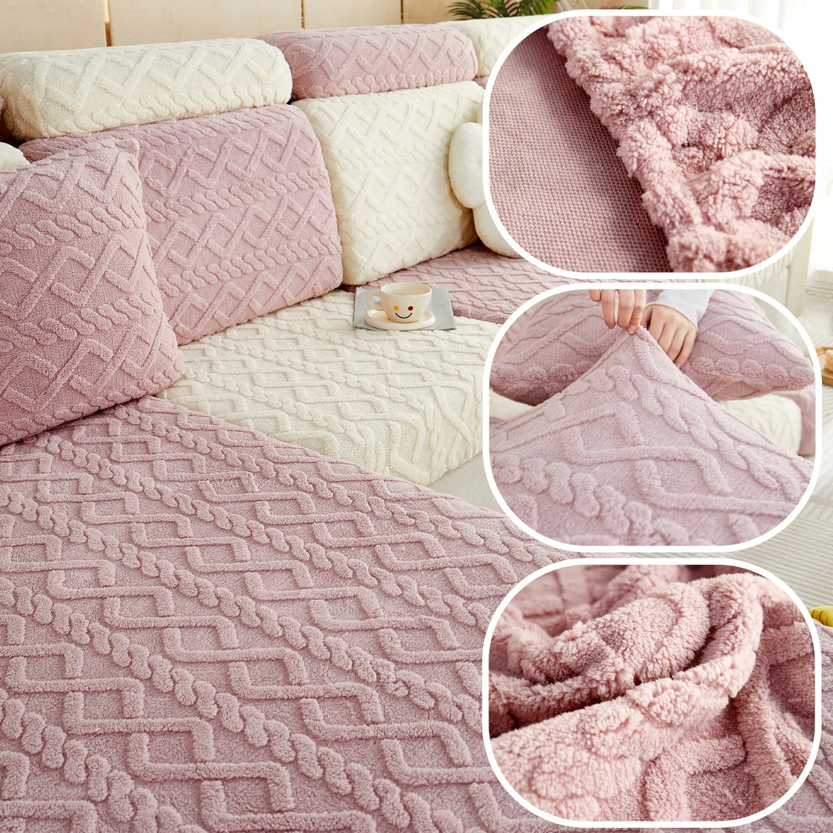 Thicken Taffel Velvet Seat Cushion Cover Elastic Jacquard Sofa Cover Adjustable Removable Furniture Protector for Pets Kids