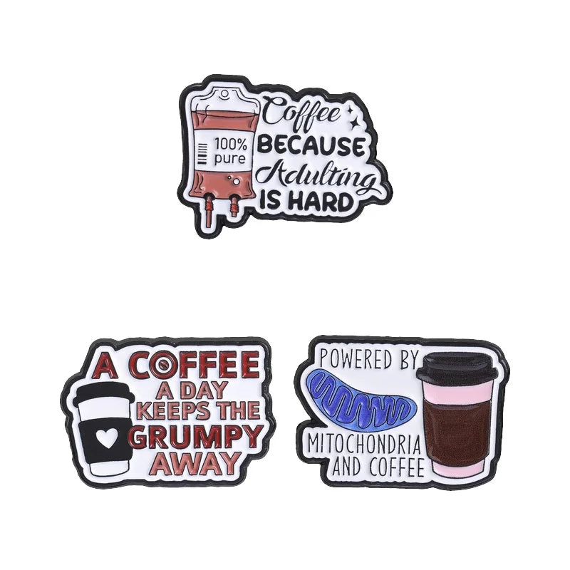 3pcs/set Assorted Cute Enamel Pins Collection Funny Slogans Animals Inspirational Quotes Pop Culture Lapel Badges for Clothing
