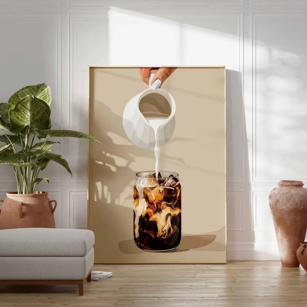 Iced Coffee Canvas Print Poster Modern Neutral Coffee Minimalism Art Prints Living Room Kitchen Cafe Wall Art Home Decor Poster