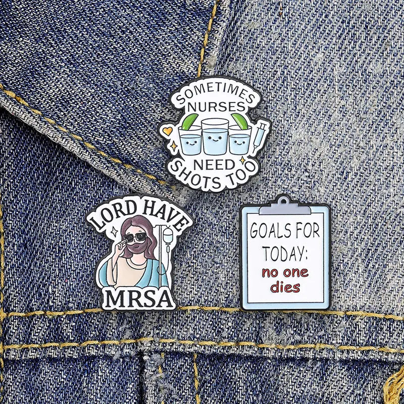3pcs/set Assorted Cute Enamel Pins Collection Funny Slogans Animals Inspirational Quotes Pop Culture Lapel Badges for Clothing