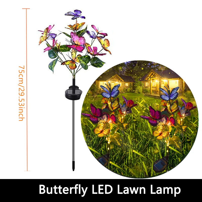 1pc 7-head Solar Artificial Orchid Flower Lawn Lights for Patio Yard Garden Wedding Christmas Decoration LED Solar Ground Lights