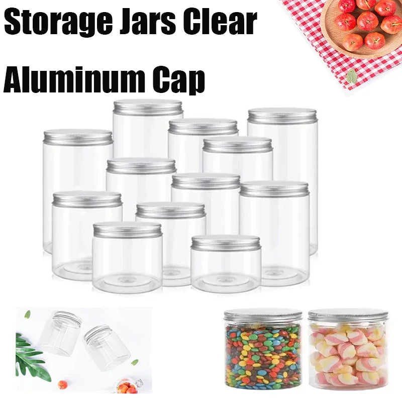 1/5/10pcs 20-250ml Aluminum Lid Jar,Storage Jars With Lids Aluminum Round Canister Empty Plastic Cosmetic Food Travel Bottle Pot
