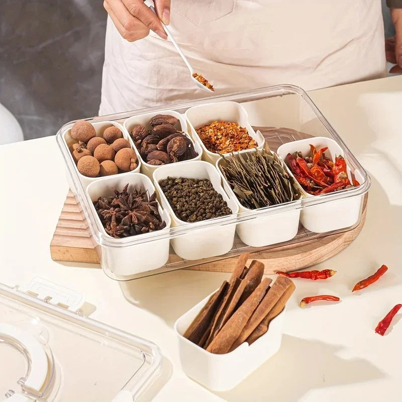 Veggie Tray with Lid and Handle, Divided Serving Tray, Snack Spinner, Portable Snackle Boxs for Candy Fruits Nuts, Clear Fridge