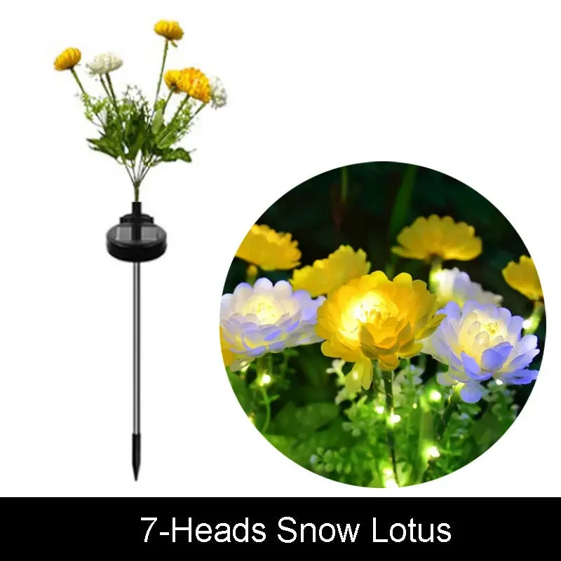 1pc 7-head Solar Artificial Orchid Flower Lawn Lights for Patio Yard Garden Wedding Christmas Decoration LED Solar Ground Lights