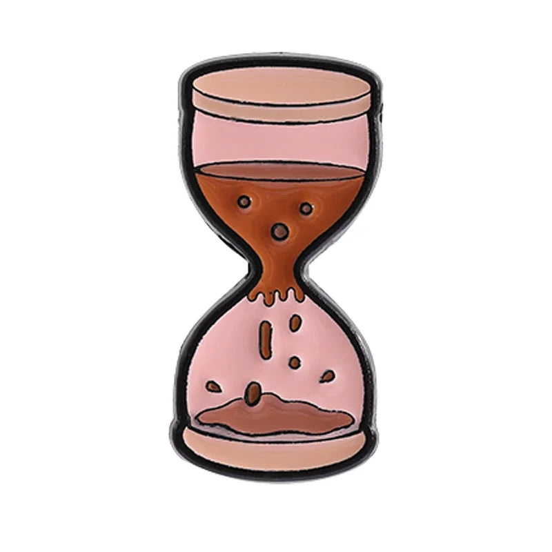 100% Pure Coffee Bag Medical Enamel Pins Coffee Filling Brain Inject Coffee Hourglass Brooch Lapel Badge Jewelry Gift for Friend