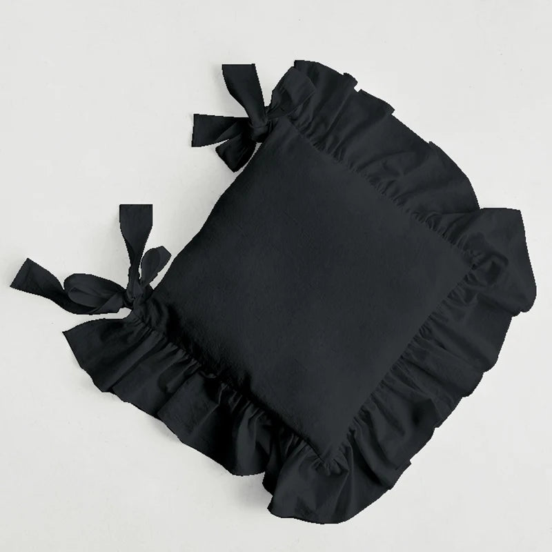 Ruffles Chair Cushion Cover, Flouncing Dining Chair Pad Decor, Customizable Princess Frill Cotton Housse De Coussin 40x40