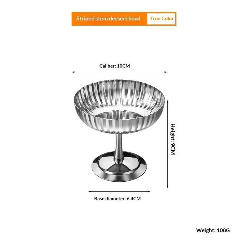 △ Stainless Steel Salad Cup Food Grade Ice Cream Cup Goblet Retro Dessert Bowl Fruit Yogurt Snack Bowl Household Kitchen Tools