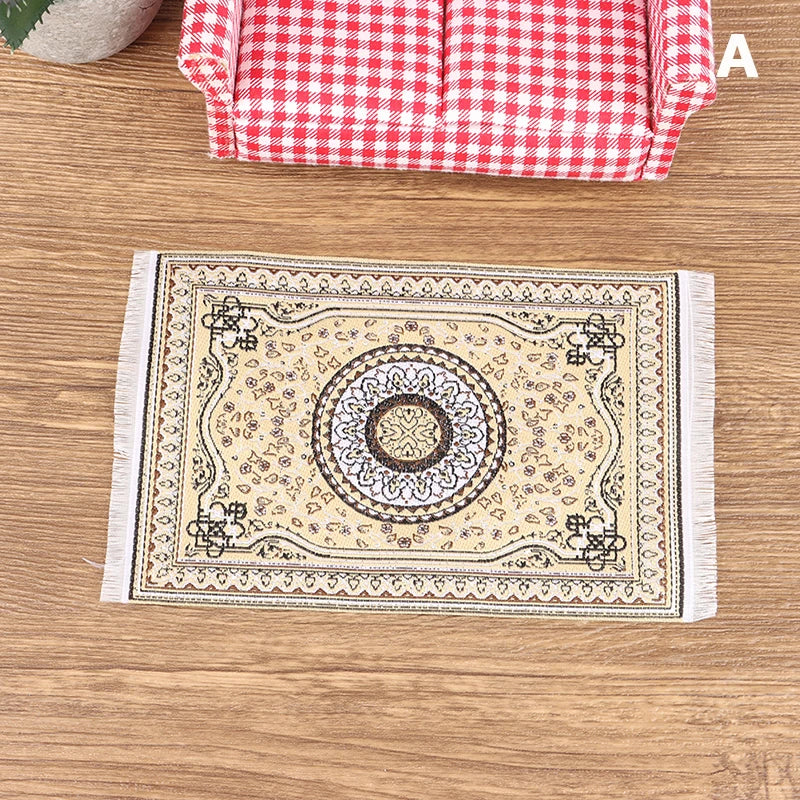 1Pc Turkish Style Toy Gift Dollhouse Miniature Floor Rug Cover Carpet Round Square Floor Mat DIY Model Bedroom Living Room Decor
