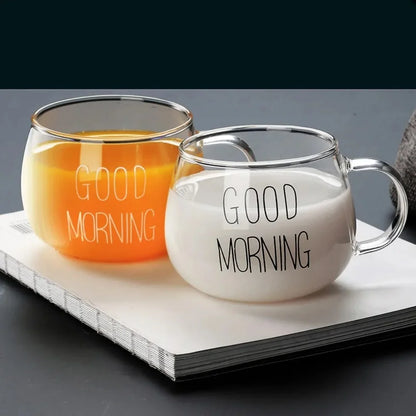 350ml Letter Printed Glass Coffee Mug ☕✨