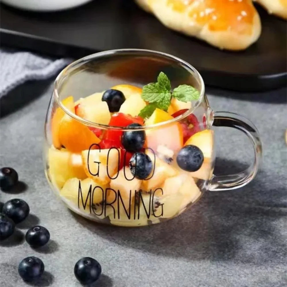 350ml Letter Printed Glass Coffee Mug ☕✨