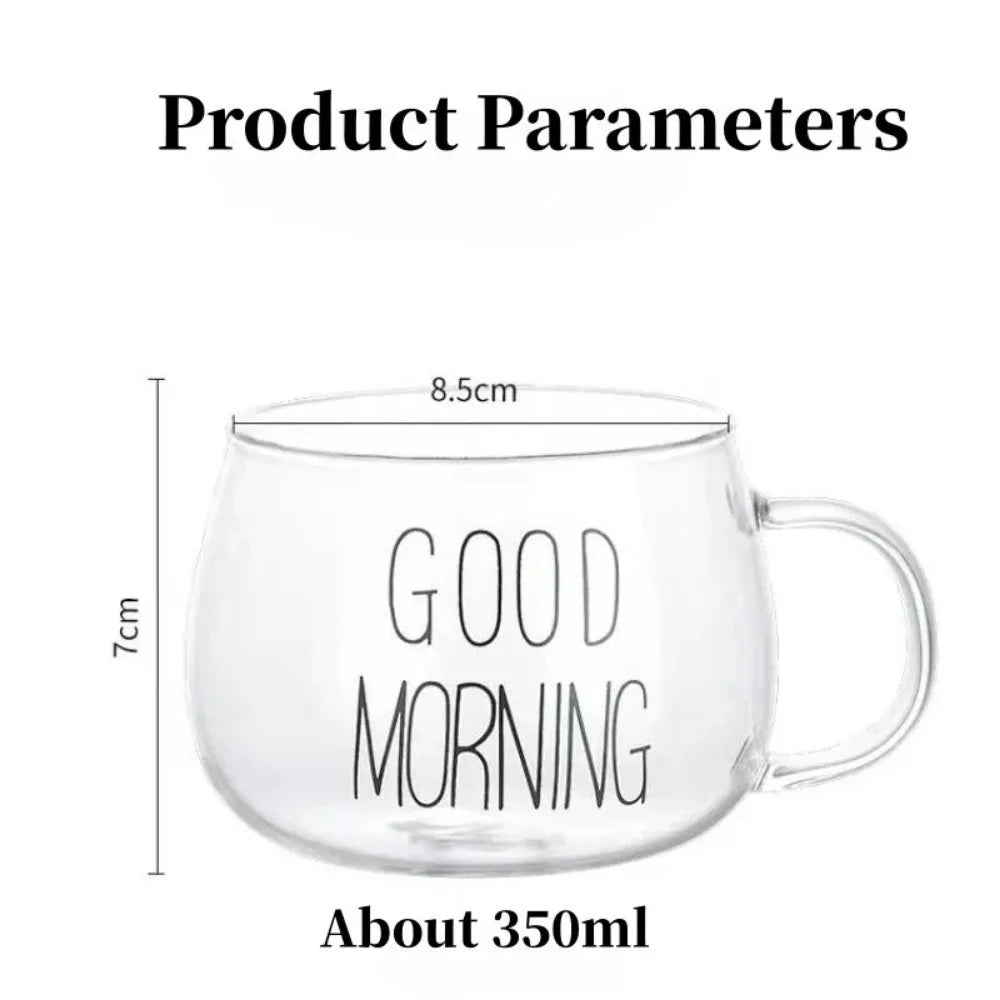 350ml Letter Printed Glass Coffee Mug ☕✨