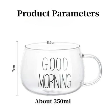 350ml Letter Printed Glass Coffee Mug ☕✨