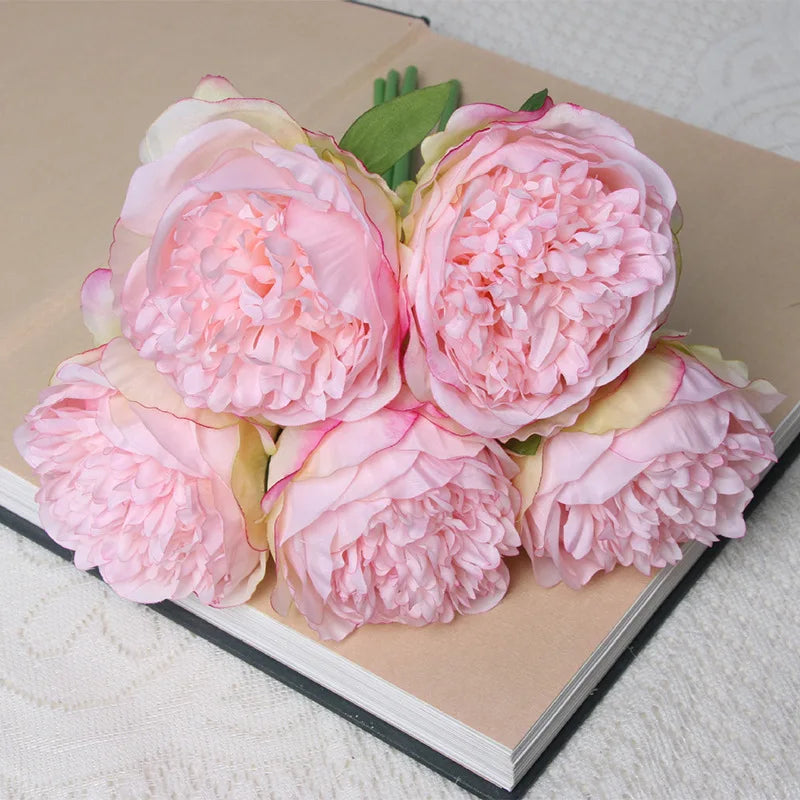 Large 11cm Faux Pink Peony Artificial Flowers for Wedding Decor