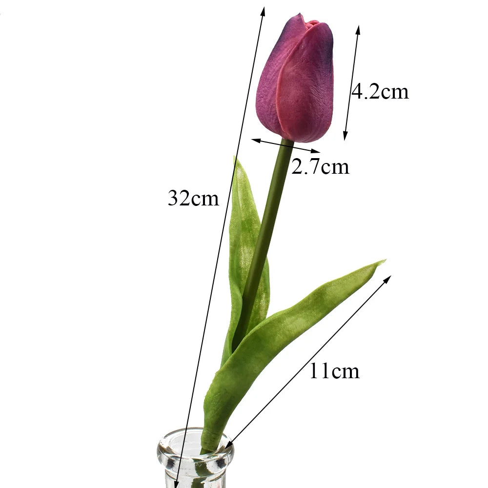 10PCS Real Touch Artificial Tulip Bouquet – Fake Flowers for Wedding &amp; Home Décor