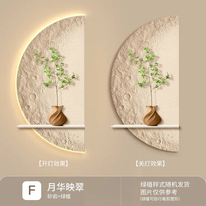 Creative Moon & Green Plant LED Wall Lamp for Modern Home Decor
