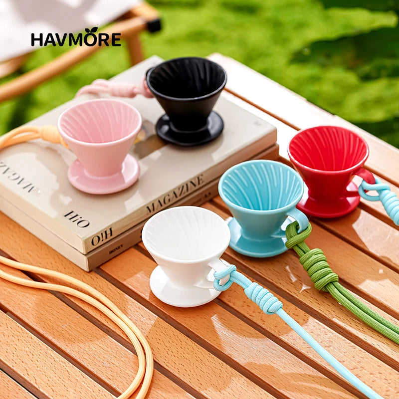 Mini Ceramic Reusable Coffee Dripper Handheld Extra Wide Pour Over Brewing Filters